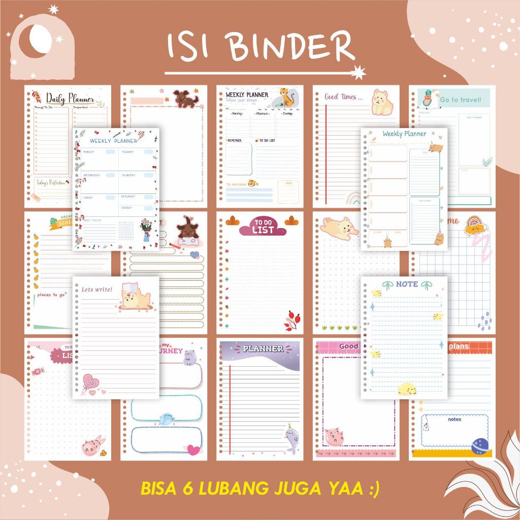 

[PART 2] 10PCS Isi Binder A5 & B5 Daily Planner / To Do List / Weekly Planner / Travel Planner / Vacation Schedule Murah