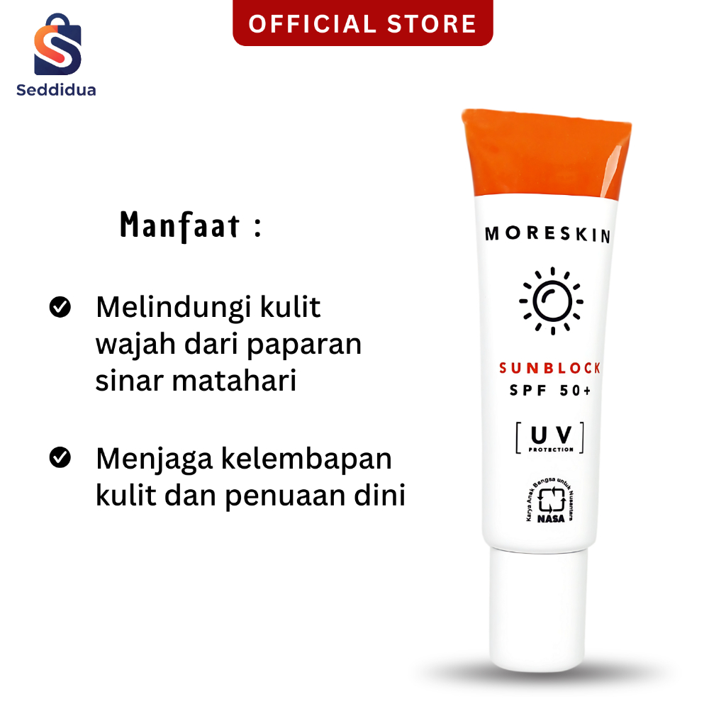Moreskin Sunblock Spf 50+ Sunscreen Wajah, Pelindung Wajah dari Sinar Matahari Pelembab Wajah