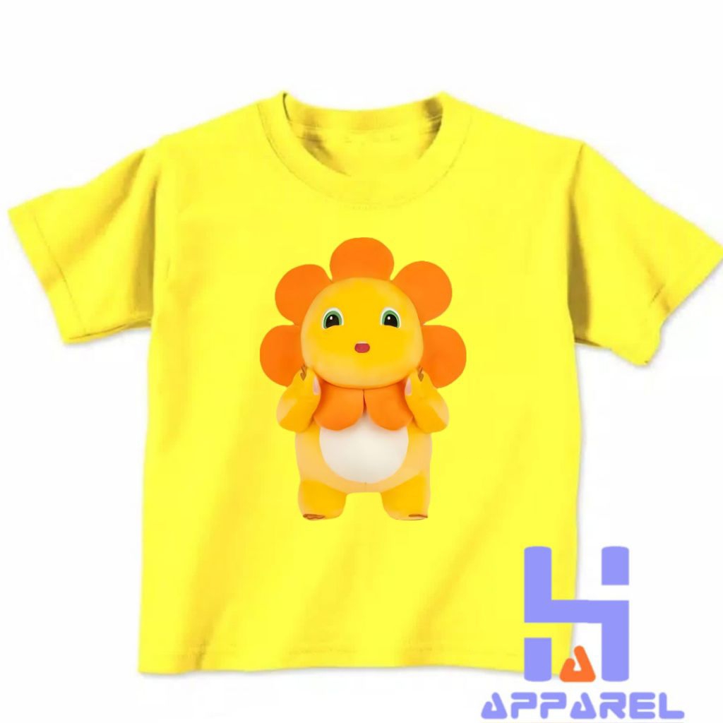 BAJU ANAK KAOS ANAK MOTIF DINO KUNING NAILONG THE DINO