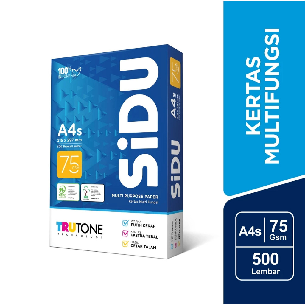 

SiDU Kertas Fotocopy 75 GSM A4 S per RIM - SDU PC 75 A4SG / Kertas A4 75 Gram