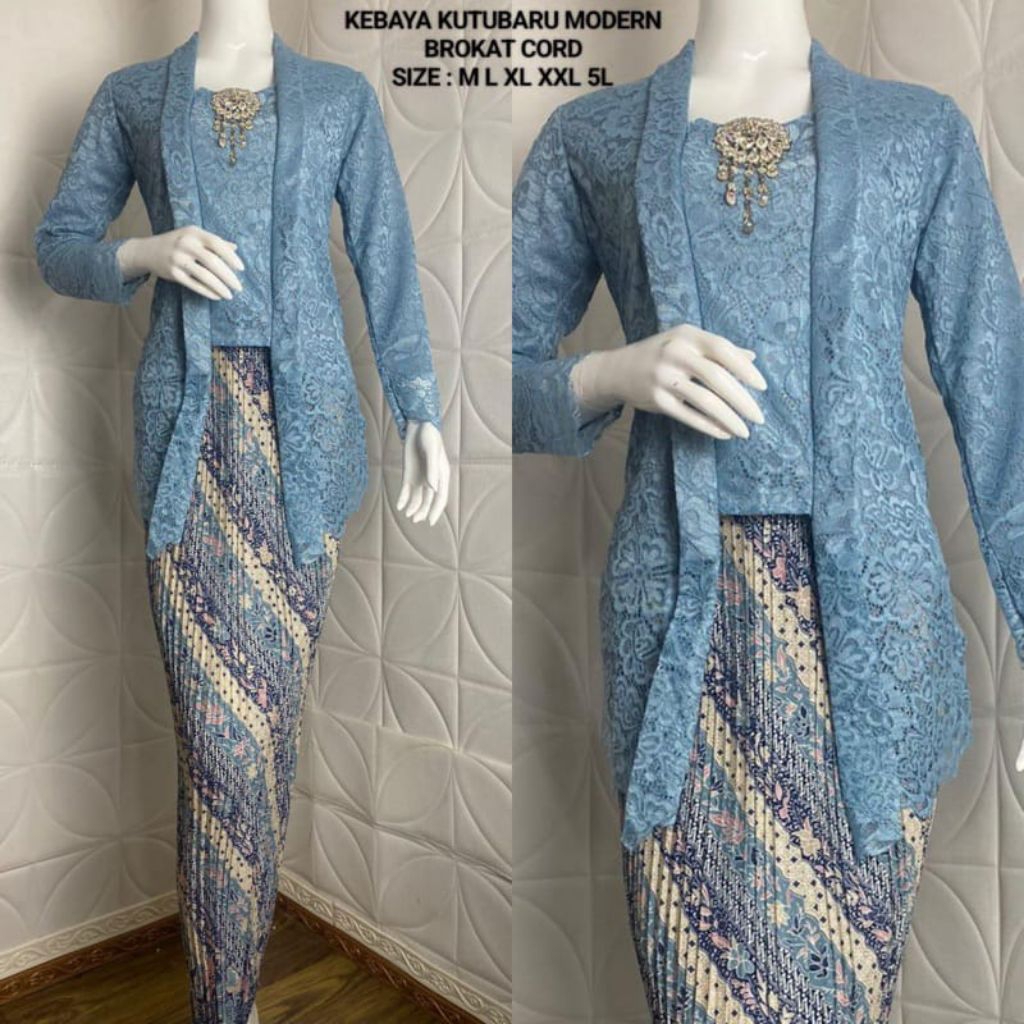 Setelan Kebaya Brokat  Kutu baru modern /  Kebaya Kutu baru Brukat Lengan Panjang Ld 120 Jumbo  / Ke
