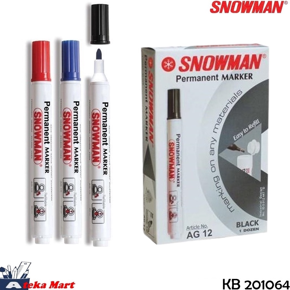

KODE F43C BOX12PCS SNOWMAN PERMANENT MARKER AG12 SPIDOL