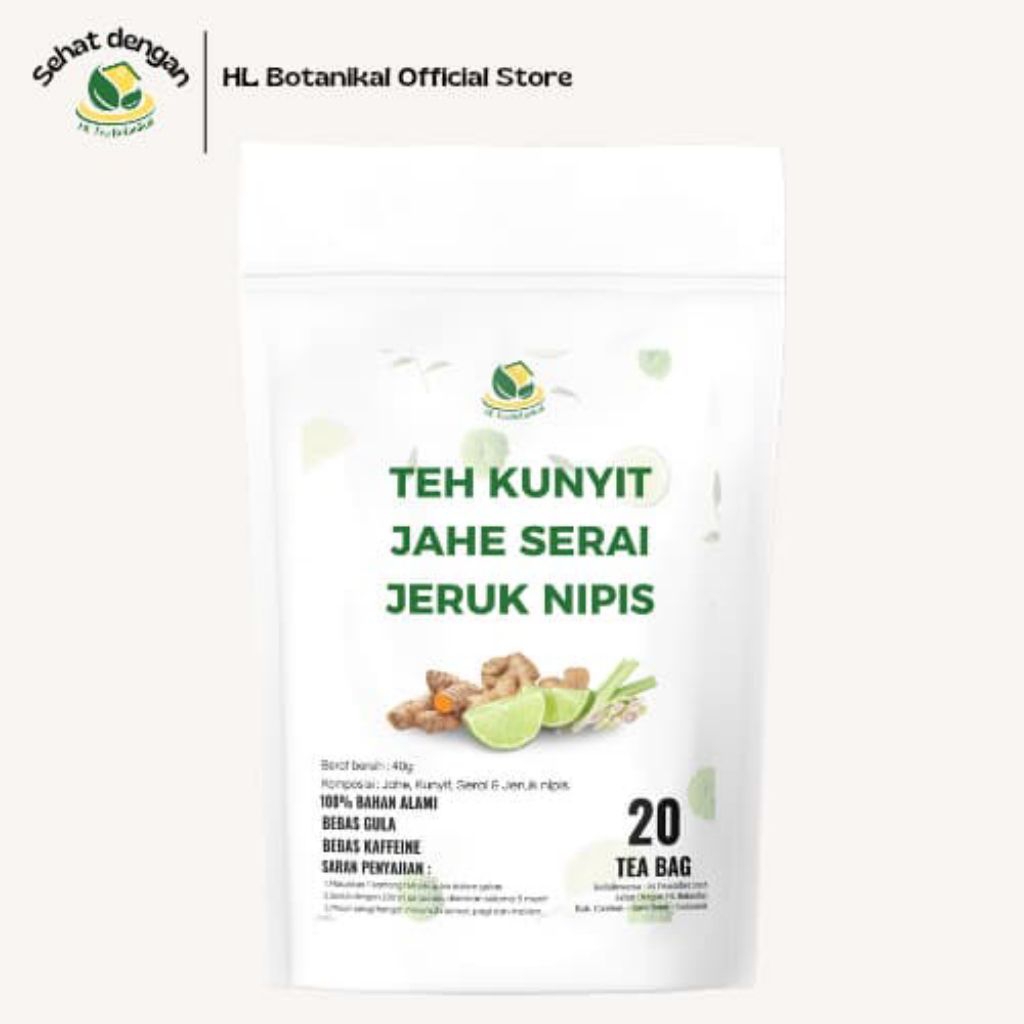 

HL Botanikal : Teh kunyit Jahe, Serai & Jeruk Nipis / GINGER, LEMONGRAS with LIME Isi 20 Kantong