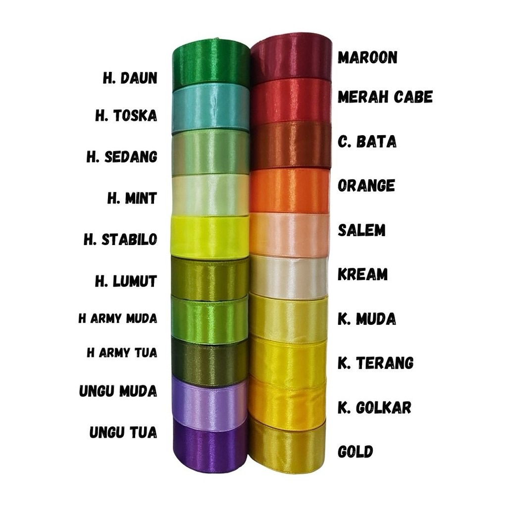 

Pita Satin 4cm 1,5inch | Pita Satin 1 Roll | Grosir Pita