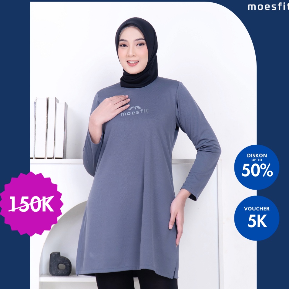 Trendy   Atasan Tunik Olahraga Kaos Olahraga Muslimah Bahan Dry Fit