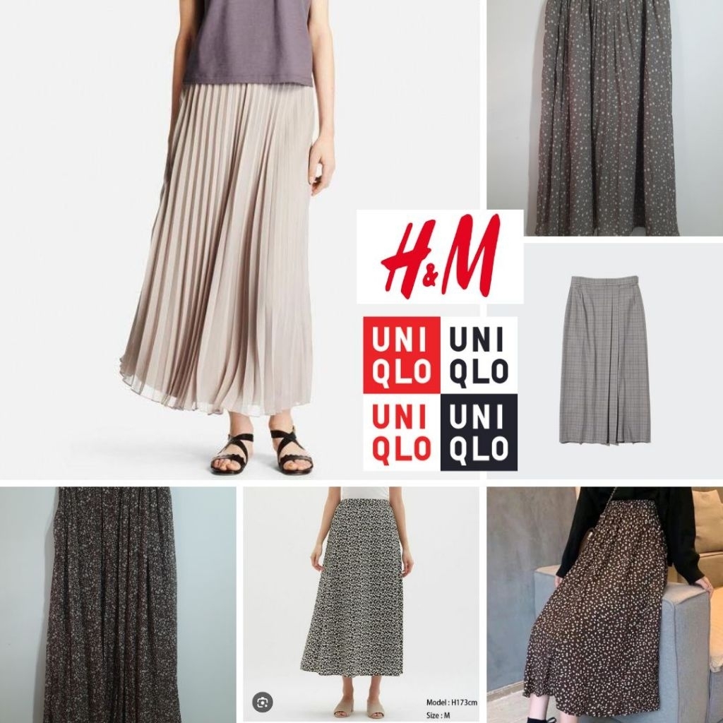 Rok Uniqlo GU Hnm floral plisket