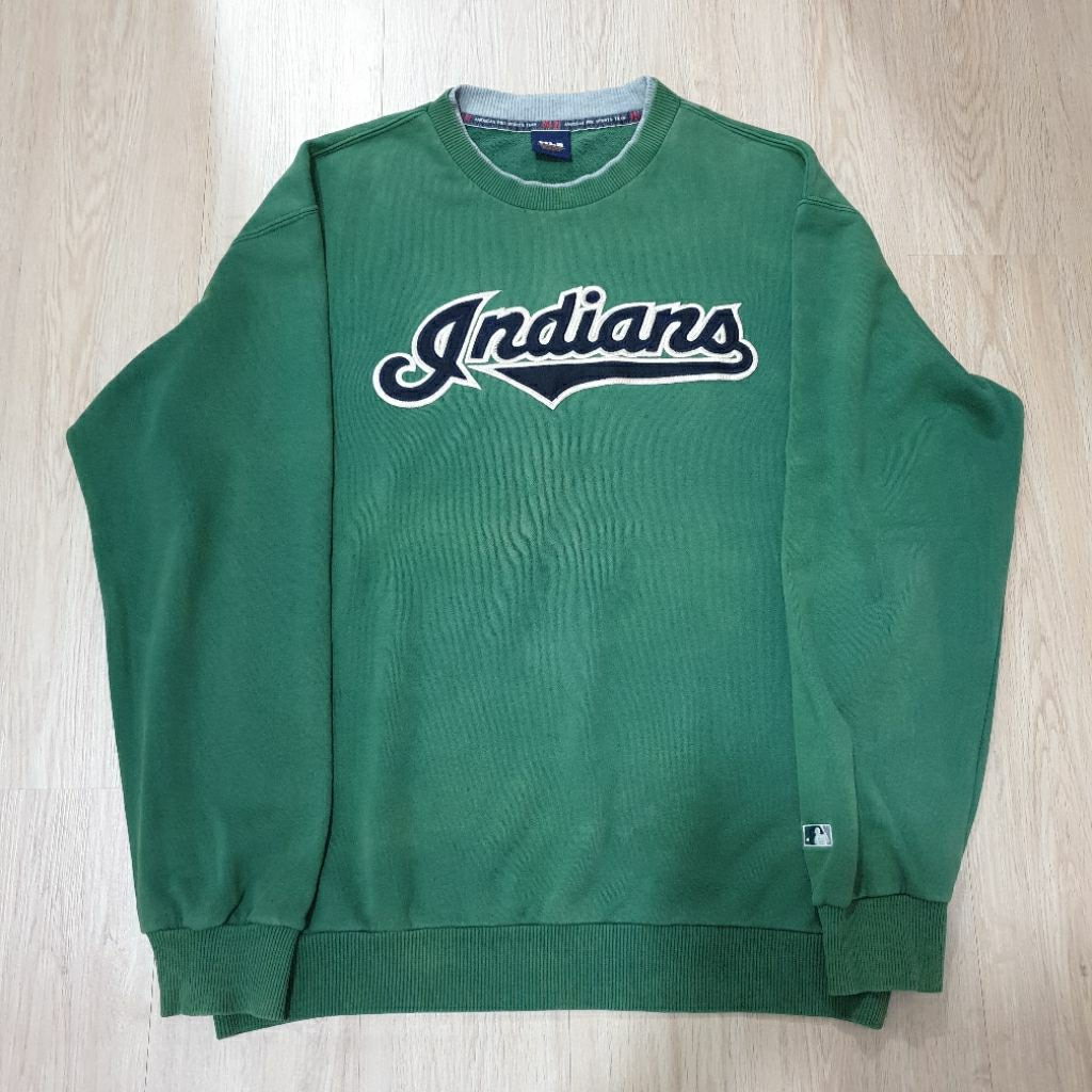 Crewneck MLB Indians Hijau Size XL