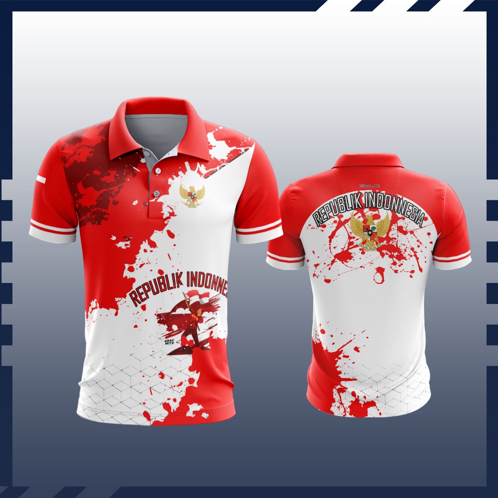 Baju Kaos Polo Pria 17 Agustusan 2025 Kaos Baju Pria 17 Agustus 2025 HUT RI KE-80 TERBARU PULLFRINT