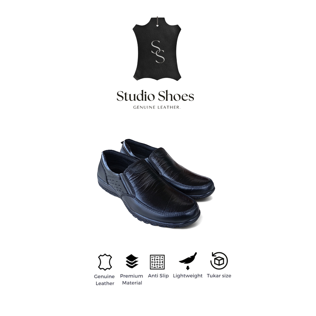 Sepatu Pantofel Pria Sepatu Casual Slip-On Formal dan Non Formal Original Kulit Asli LV202