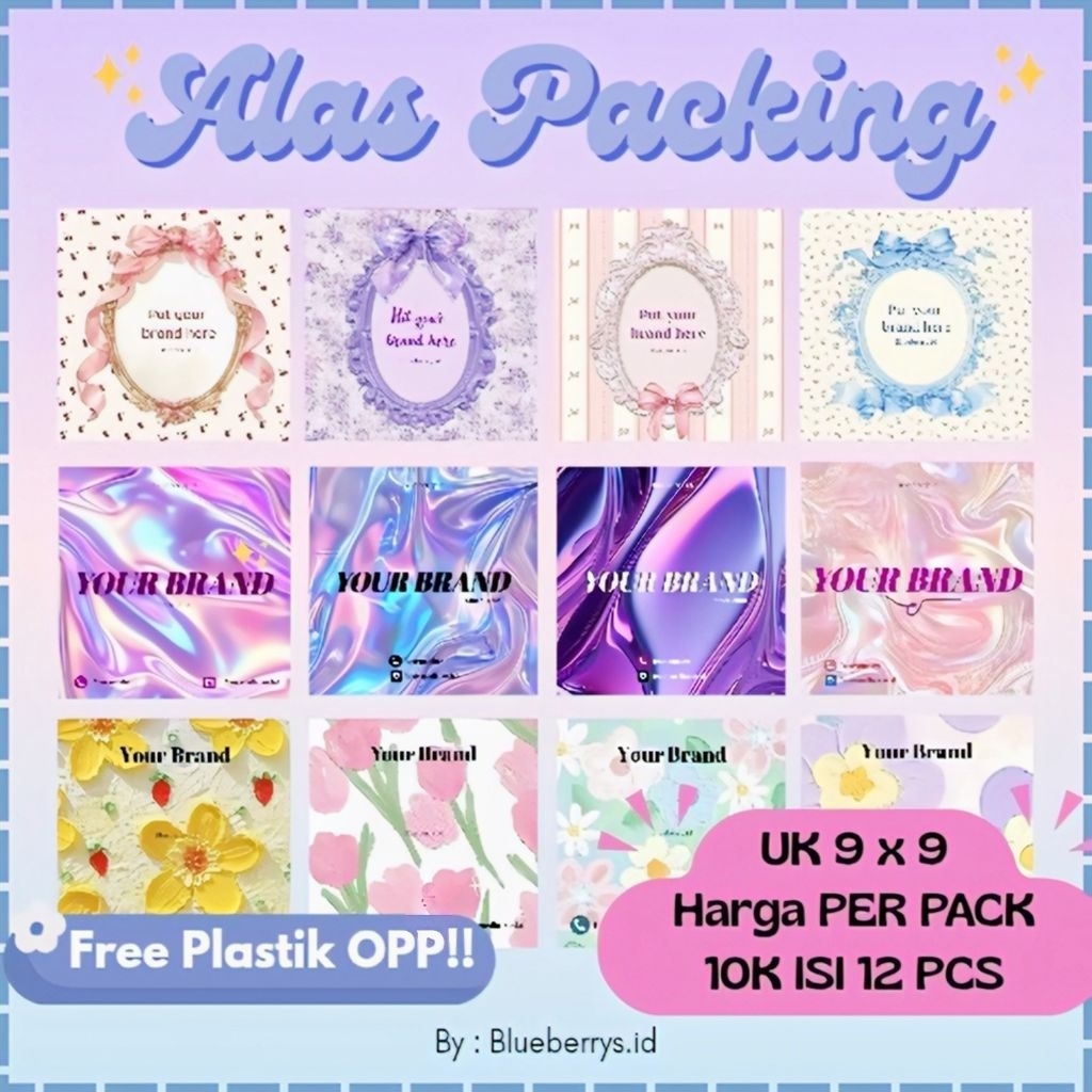 

ALAS PACKING [UK 9 X 9] PERPACK ISI 12 PCS FREE PLASTIK OPP