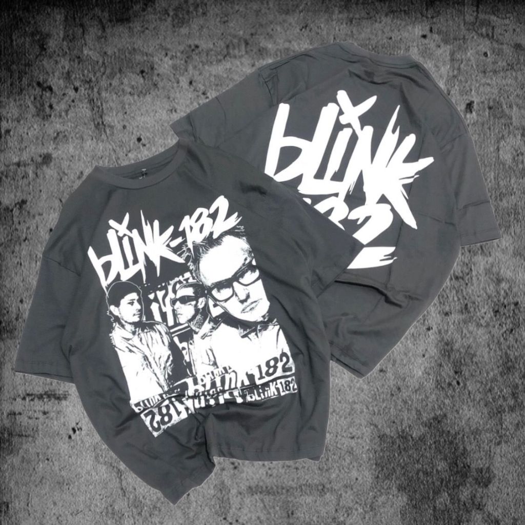Baju Kaos Oversize Blink 182 - T Shirt Vintage Blink 182 Model Grey 24s