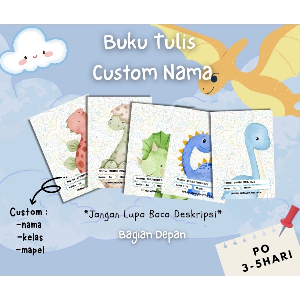 

Buku Tulis Custom B4L1 / Buju Tulis Sekolah / Buku Tulis Pelajaran / Buku Tulis Nama