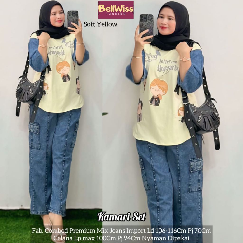 Kamari Set/Baju Setelan Wanita/Baju Setelan Dewasa/Setelan Wanita Celana Jeans