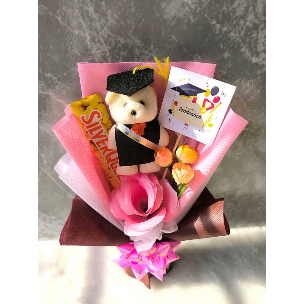 

Bouquet Buket Bunga Single Flower Boneka Teddy Bear dan Coklat