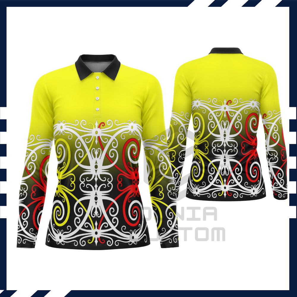 Baju Batik Dayak Kalimantan Wanita Lengan Panjang Fullprint