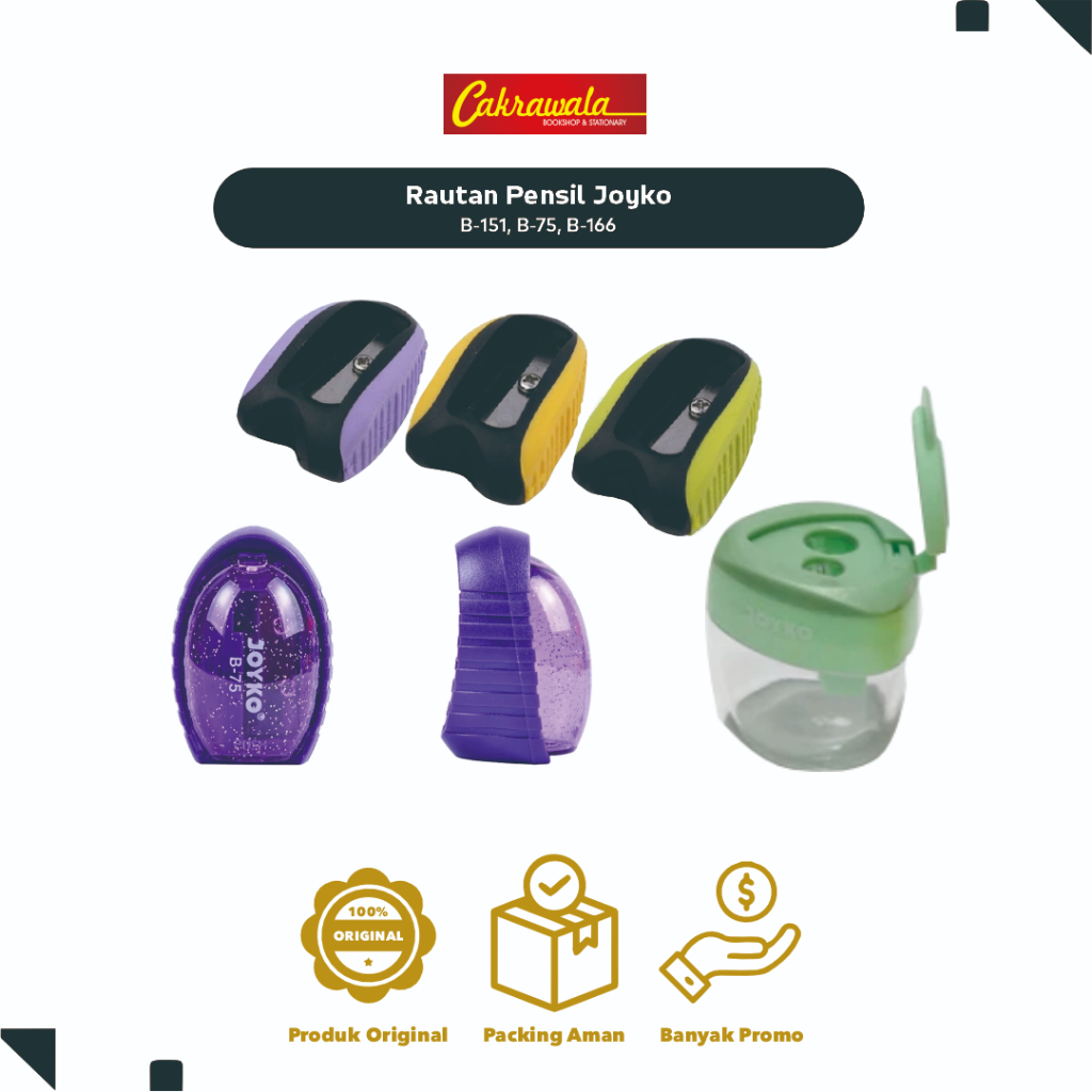 

Rautan Pensil Joyko | Serutan Manual 1 & 2 Lubang | Desain Ergonomis & Warna Ceria