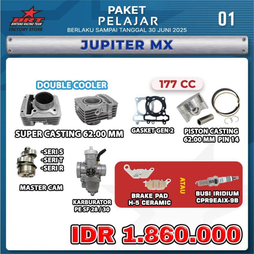PAKET PELAJAR BRT / JUPOTER MX 177 CC/ BLOK CAST IRON / GASKET/ PISTOTN / MASTER CAM/ KARBURATOR BRT