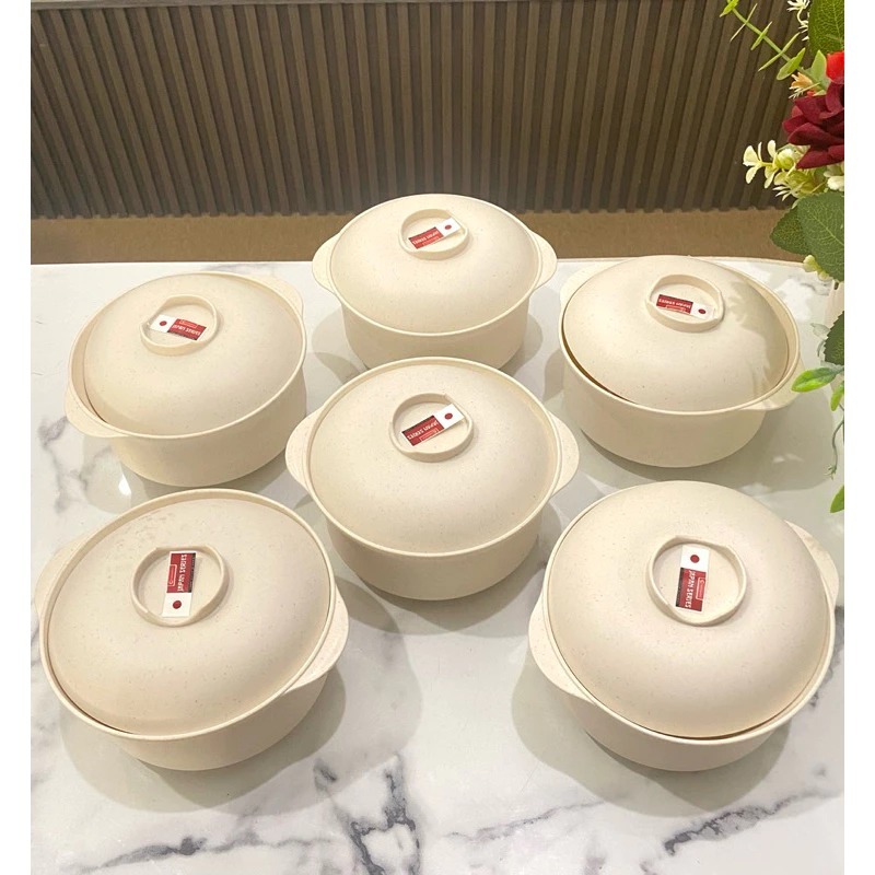 3 - 6 Pcs Mangkok Ramen Tutup Putih Mangkok Ramen Clioplast Mangkok + Tutup