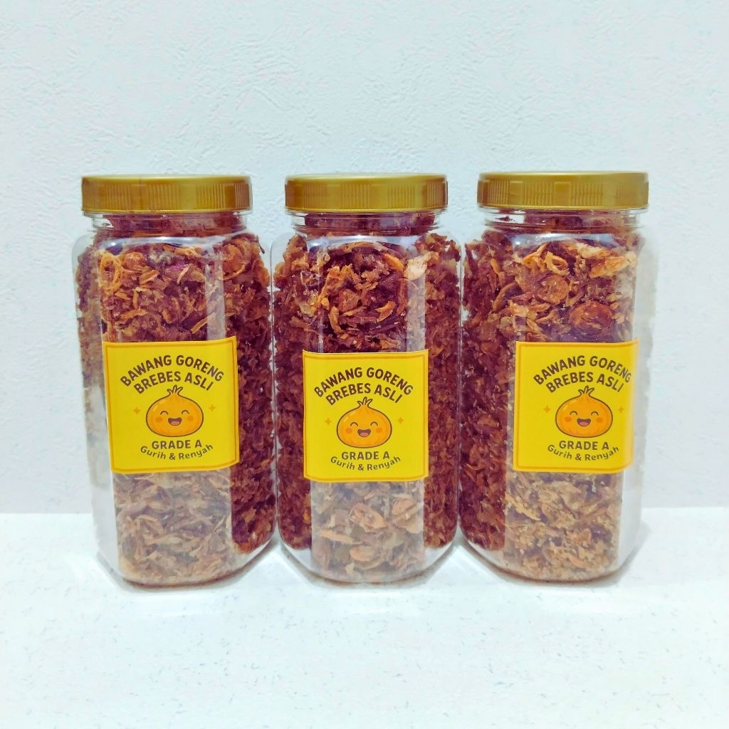 

Bawang Goreng Asli Brebes Grade A 360gram 3 Toples