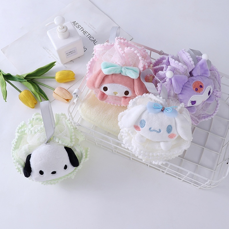 Spons Mandi Karakter Sanrio Lucu Shower Puff Busa Tebal Nyaman untuk Anak & Dewasa