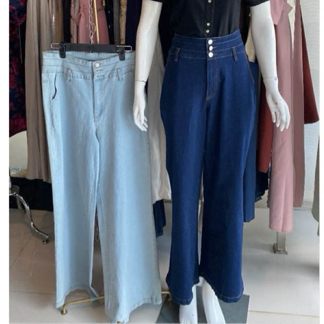 CELANA JEANS WANITA// JEANS LONG KULOT//2024