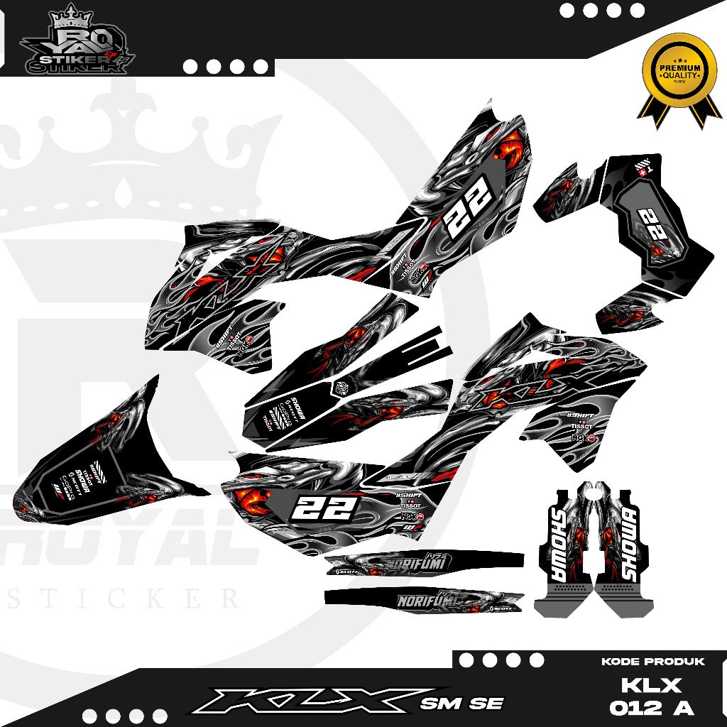 DECAL STIKER KLX SM SE -FULL BODY MOTOR KAWASAKI KLX BISA CUSTOM NAMA NOMOR - KLX 012