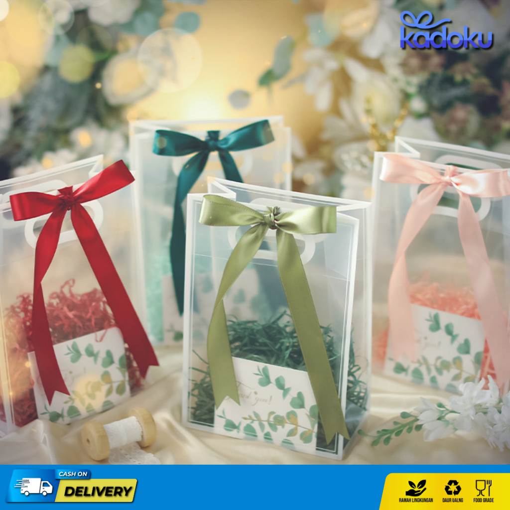 

Tas Mika Pvc / Tas Mika Goodie Bag Doff Transparan Hampers Ultah / Tas Bingkisan Doff Gagang Oval