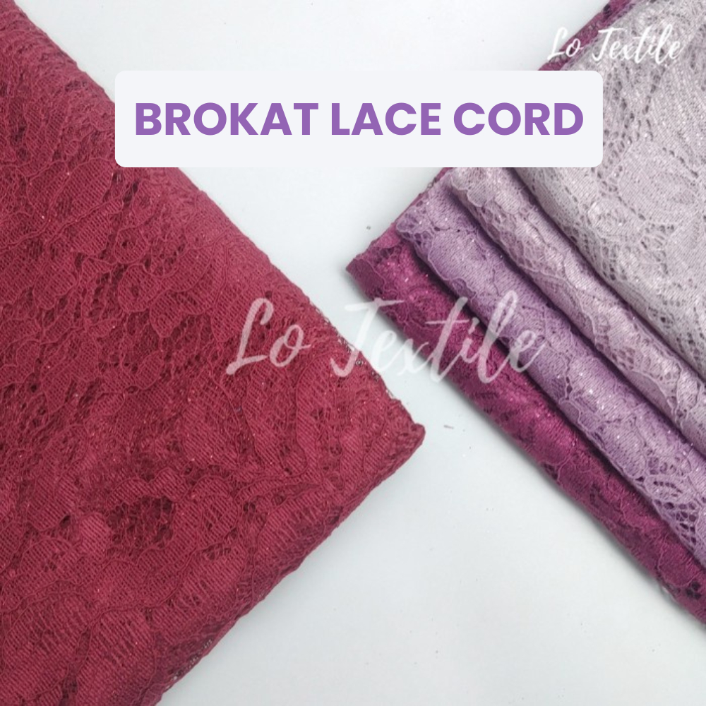 Kain Brokat Brukat Lace Cord Tulang Premium 0.5 Meter - Bahan Kebaya Brokat Bunga Meteran