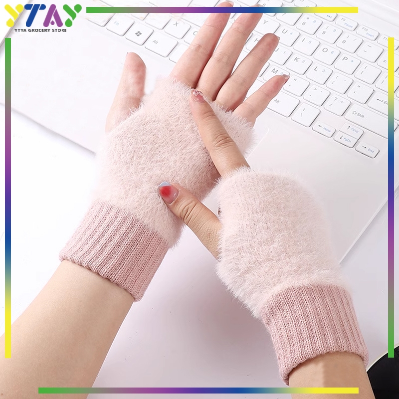 Sarung Tangan Rajut Winter Fingerless Glove Wanita Desain Korea Tebal & Hangat
