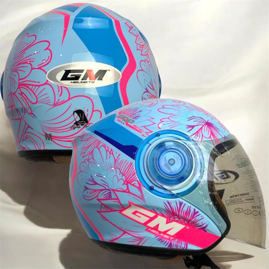 HELM GM POP HIJAB MOTIF SUNFLOWER VISOR LIGHTRAINBOW ORIGINAL GM