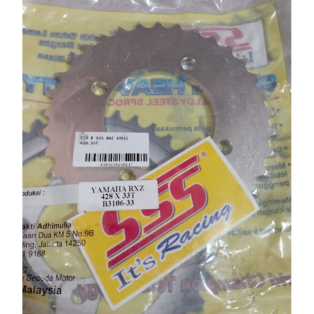 Gir SSS Rxk 428 33 gear tebal Gigi tarik Rxking SSS