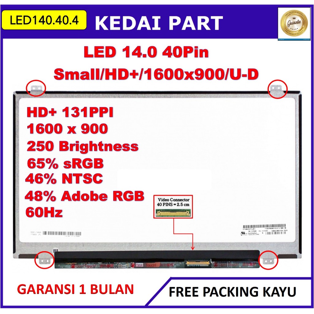 LED LCD HP ELITEBOOK FOLIO  9480M 9470M 9740M  14.0 Slim 40 Pin HD+ 1600*900 Bracket Atas Bawah LP14