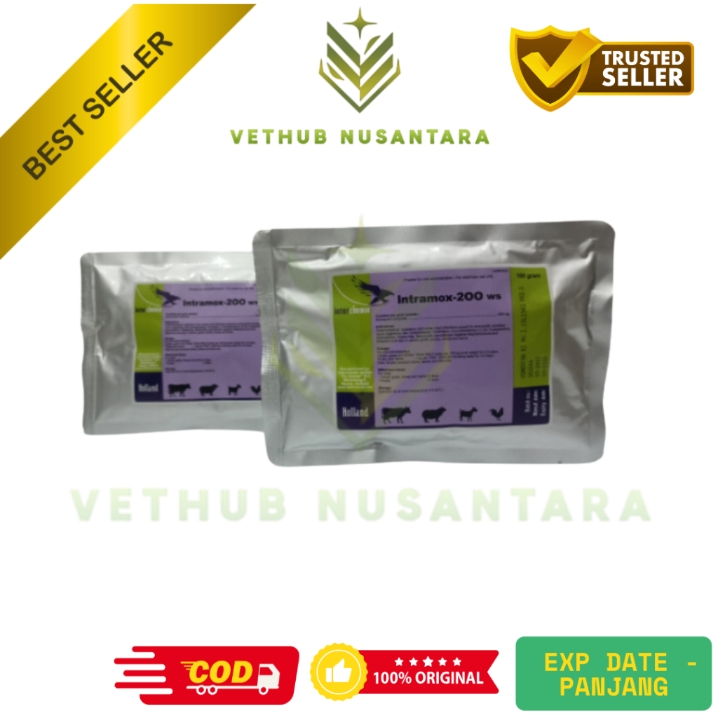 Intramox 200 WS 100 gram - Mengobati Infeksi Saluran Pencernaan dan Pernafasan Hewan Ternak