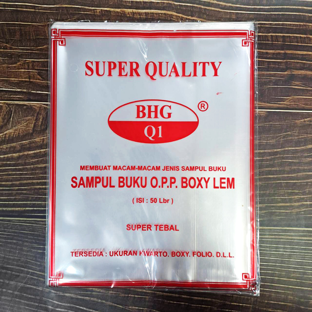 

Sampul Buku OPP Boxy 34x25 cm Bahan Tebal Isi 50 Lembar dengan Lem - Plastik Bening dan Tebal BHGF98