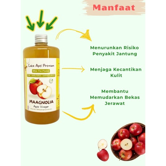 

Cuka Apel Magnolia (Cuka Apel Premium) Ukuran 500ml with mother