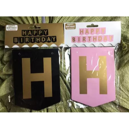 Banner Happy Birthday/Banner Tulisan Happy Birthday Hitam