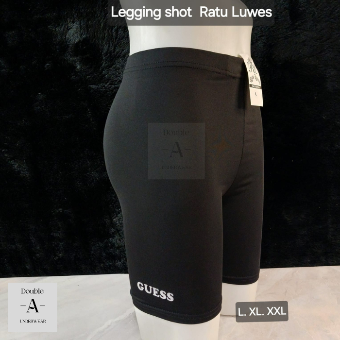 Celana Pendek Wanita - Short Wanita Katun Ratu Luwes Hitam Motif Tulisan