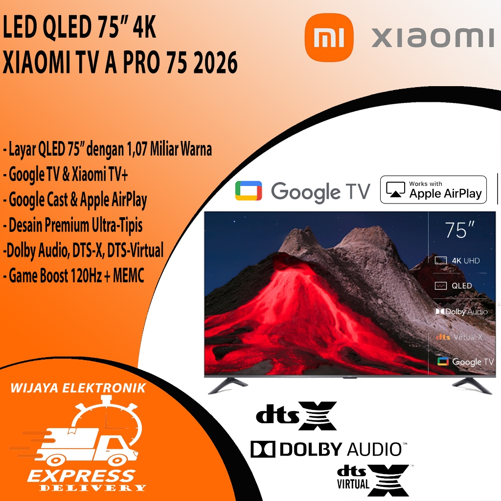 Xiaomi TV A Pro 75 2026 - TV Led QLED Mi 75" Smart TV 4K HDR10+ With Game Boost 120HZ+