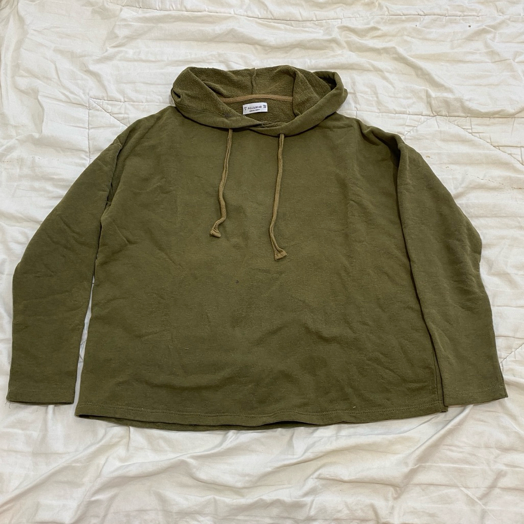 PRELOVED HOODIE PULL & BEAR GREEN ARMY S