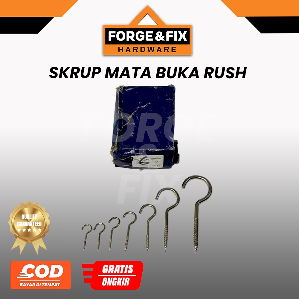 [144PCS] RUSH Sekrup Hak Skrup Mata Buka Chrome No. 12 14 16