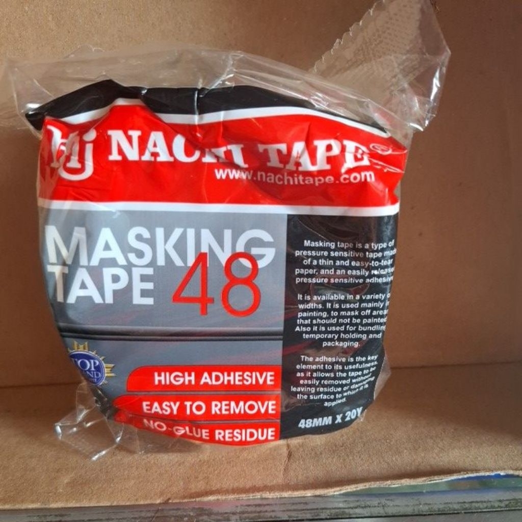 

masking tape/ plester kertas/ plester gesek Nachi 1" (48mmx 20yard) plastik merah