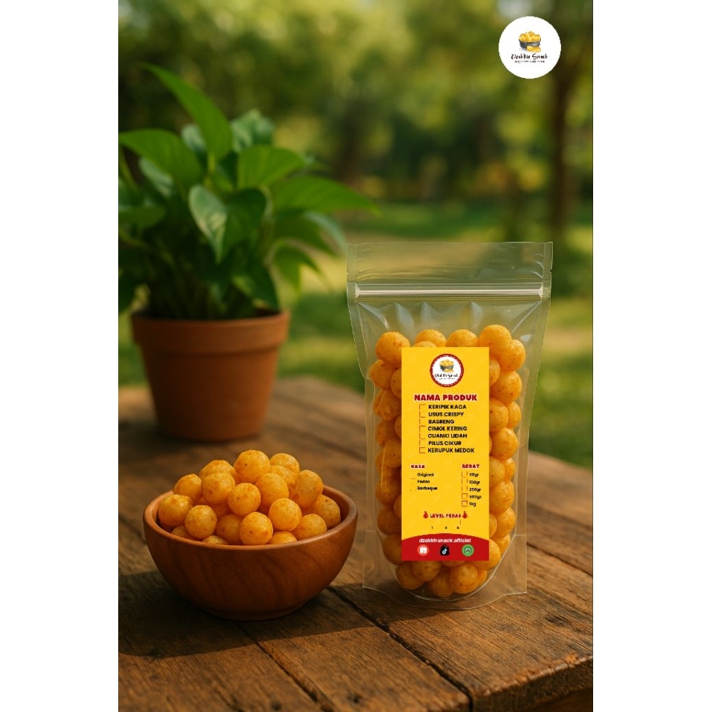 

DzakkirSnack-Cimol Kering Pedas Daun Jeruk Ori Gurih Asin 1kg Ndog Lewo Garut Pedas