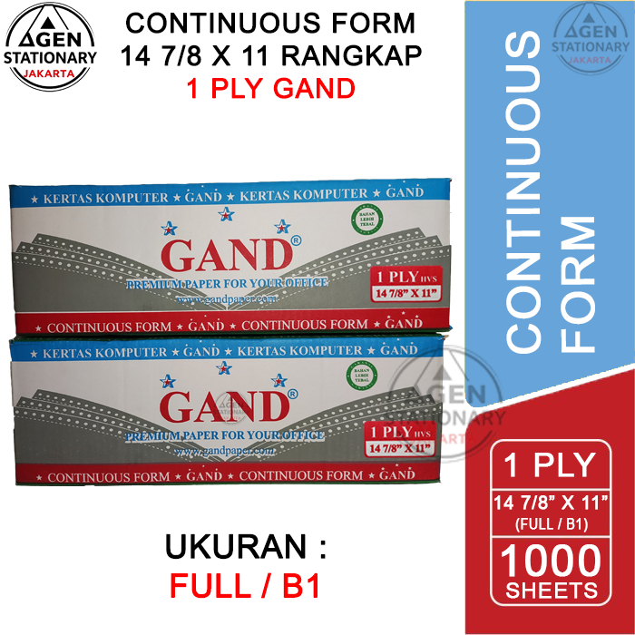 

KERTAS CONTINUOUS FORM GAND 14 7/8 X 11 1 PLY FULL FAKTUR SURAT JALAN HVS RANGKAP 1