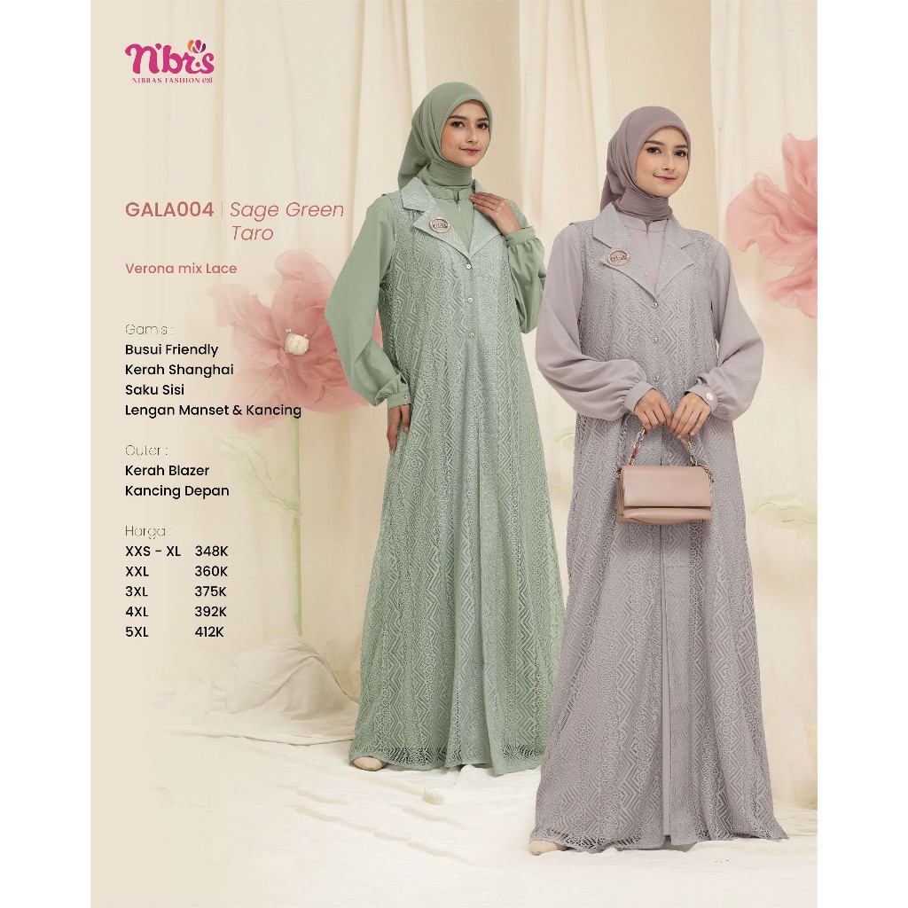GAMIS NIBRAS GALA 004 /  GAMIS NIBRAS ORI BRANDED TERBARU / GAMIS NIBRAS KEKINIAN