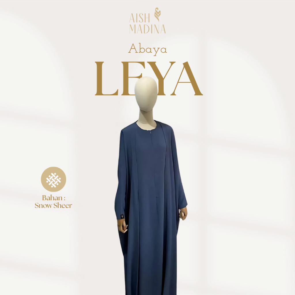 Leya Abaya Aishmadina Gamis Wanita Bahan Snow Sheer Busui Wudhu Friendly