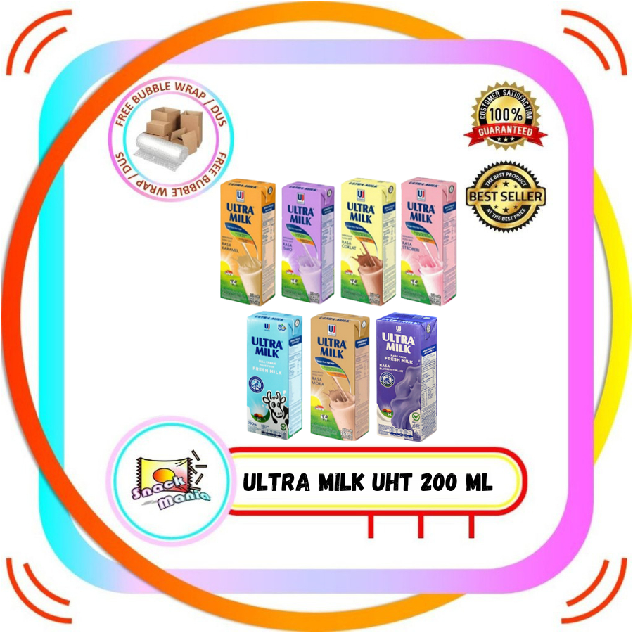 

Susu Ultra Milk Susu UHT Full Cream Stroberi Taro Coklat Karamel ~ 200 ML