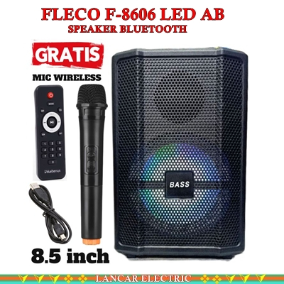 SPEAKER BLUETOOTH FLECO F-8606 AB LED / FLECO F-8606 BAL 8'5 INCH FREE MIC WIRELESS KARAOKE + REMOTE