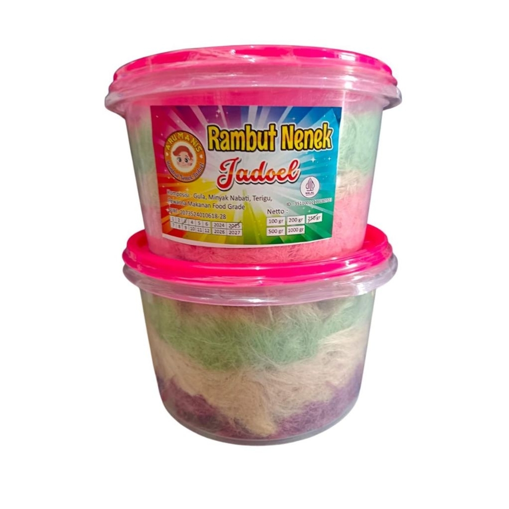 

Camilan manis legit enak Rambut nenek arumanis 250gr kemasan toples