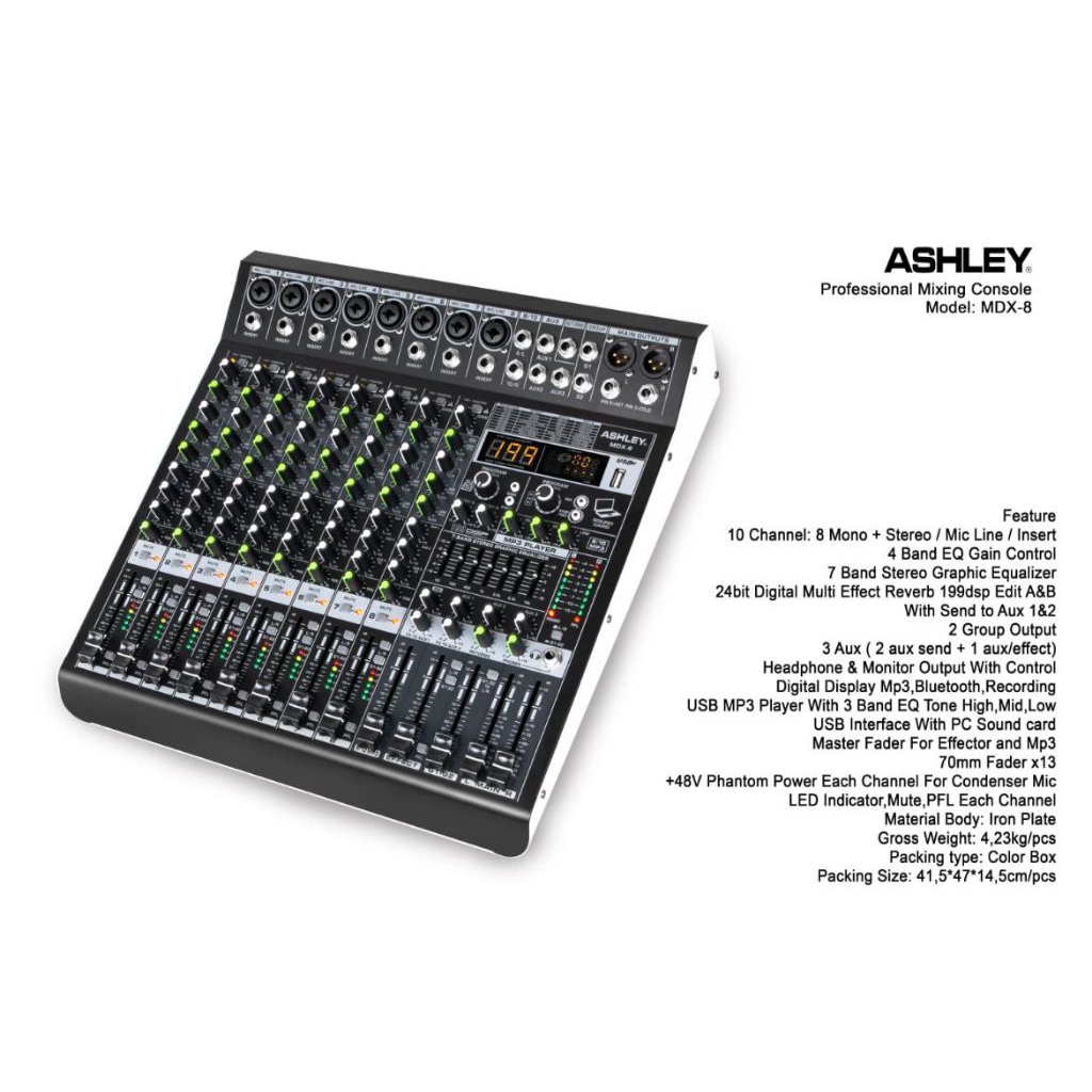 Mixer Ashley MDX 8 Original 8 Channel Bluetooth NewStar