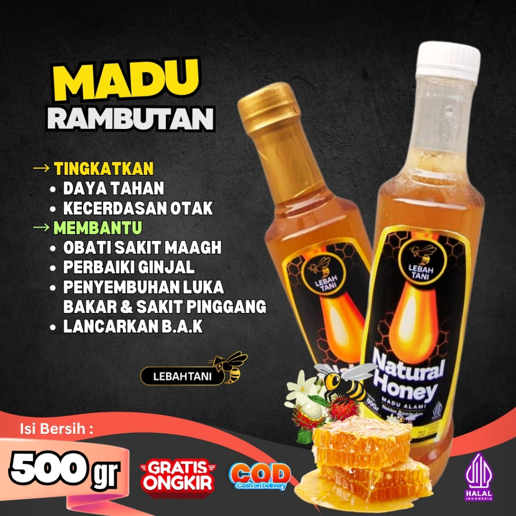 

Madu Asli Rambutan Lebahtani 500 gr